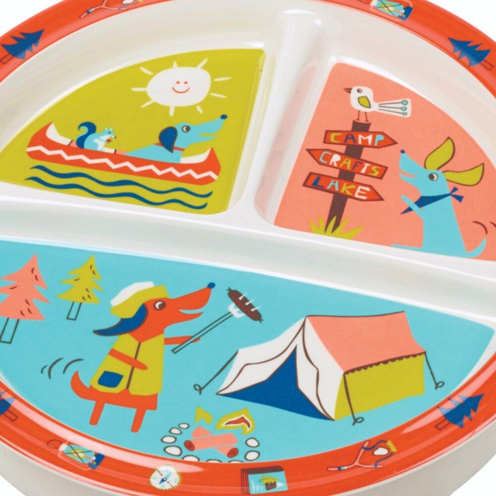 NWT Ore Originals Divided Suction Plate Happy Camper